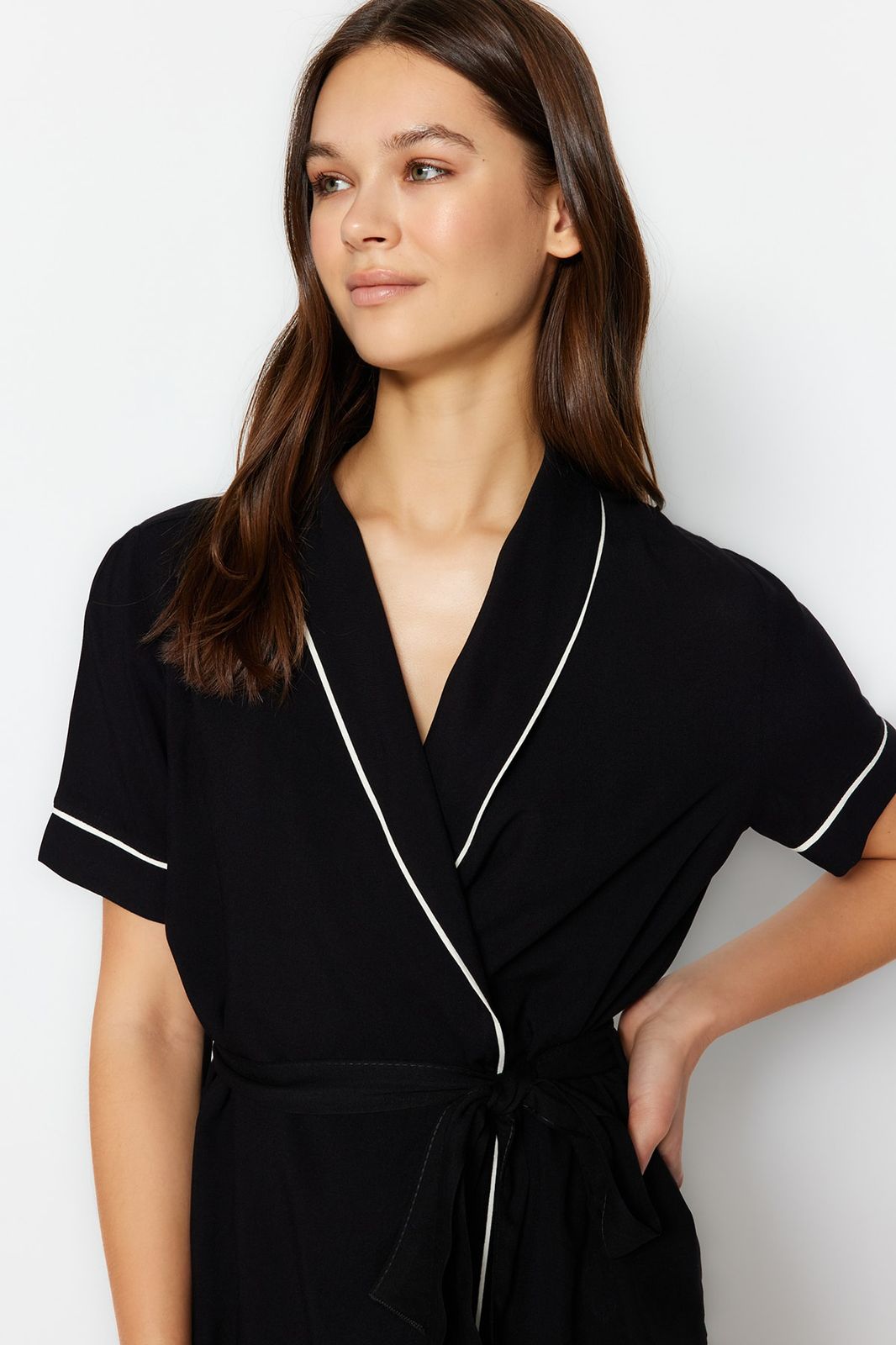 Short Black Belted Pajama