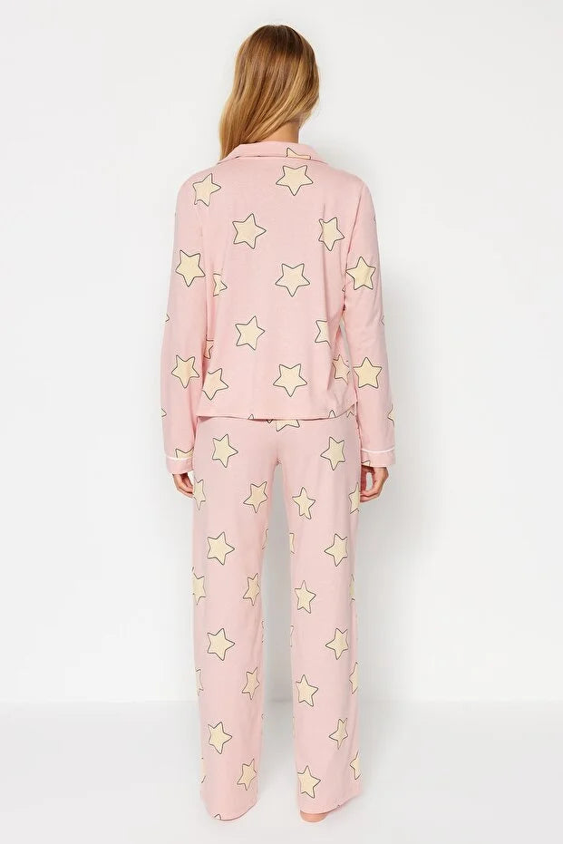 Pink Powder 100% Cotton Star Pattern