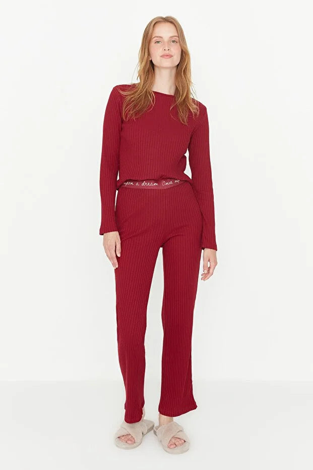 Red Knitted Pajama Set