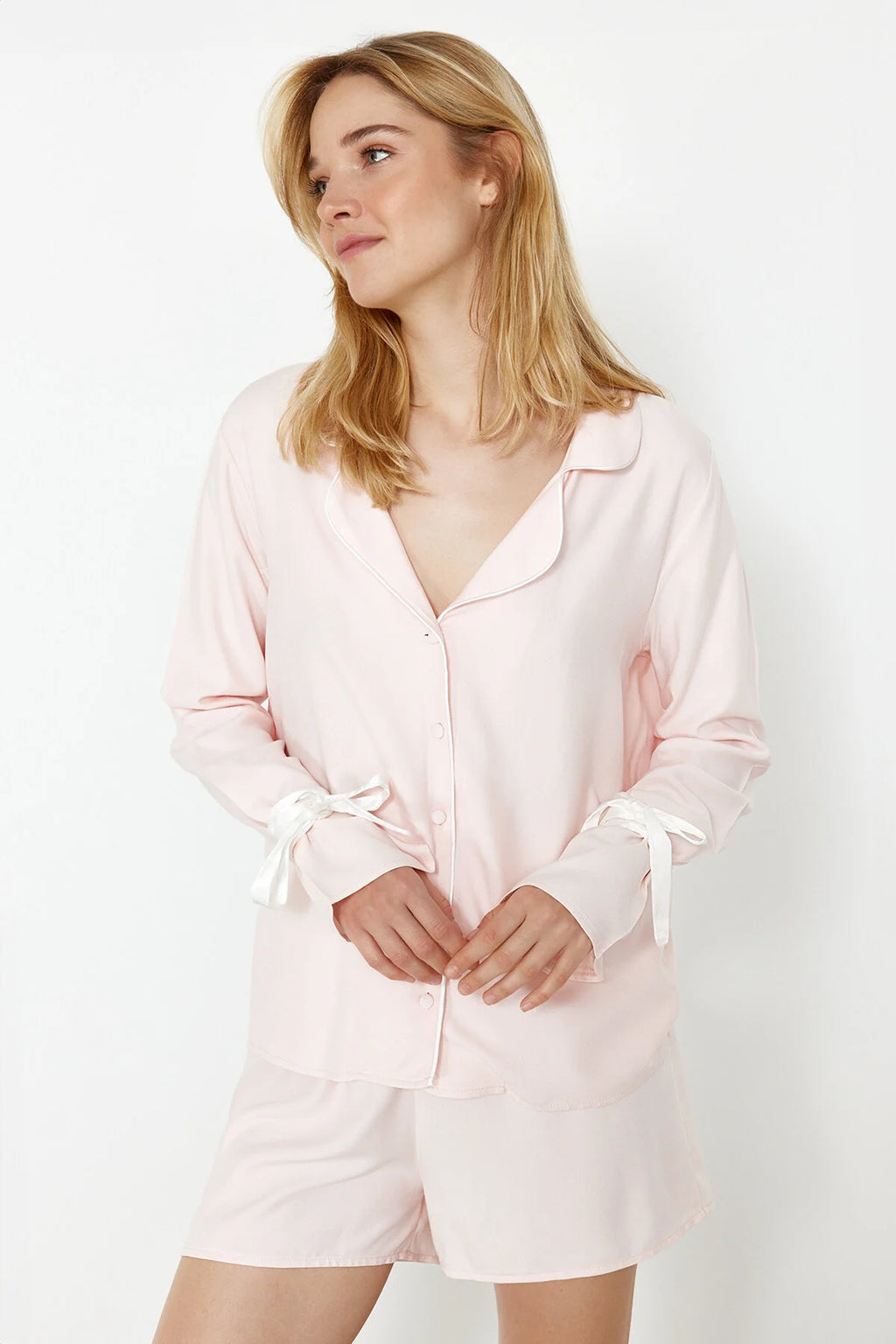 Pink Woven Pajamas Set