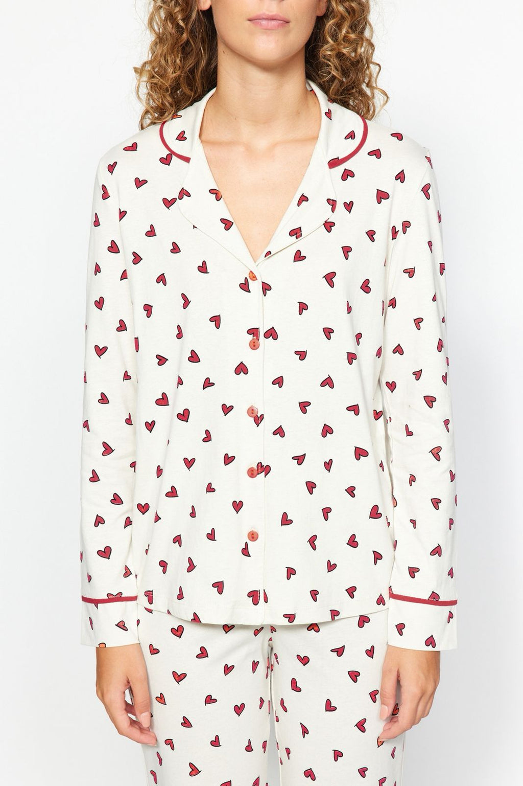 Beige Heart Knitted Pajama