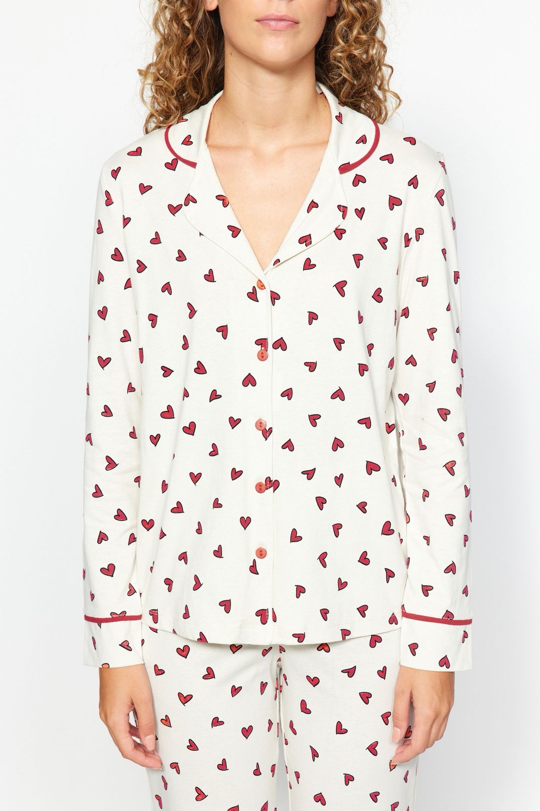 Beige Heart Knitted Pajama