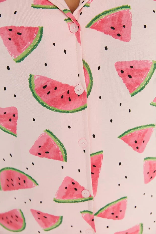 Watermelon Patterned Powder Pajamas Set