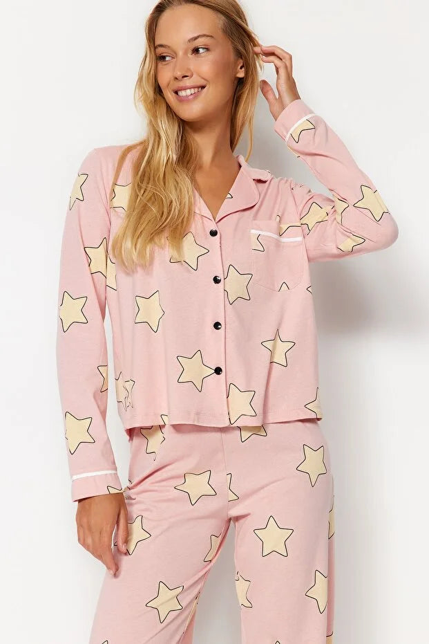 Pink Powder 100% Cotton Star Pattern