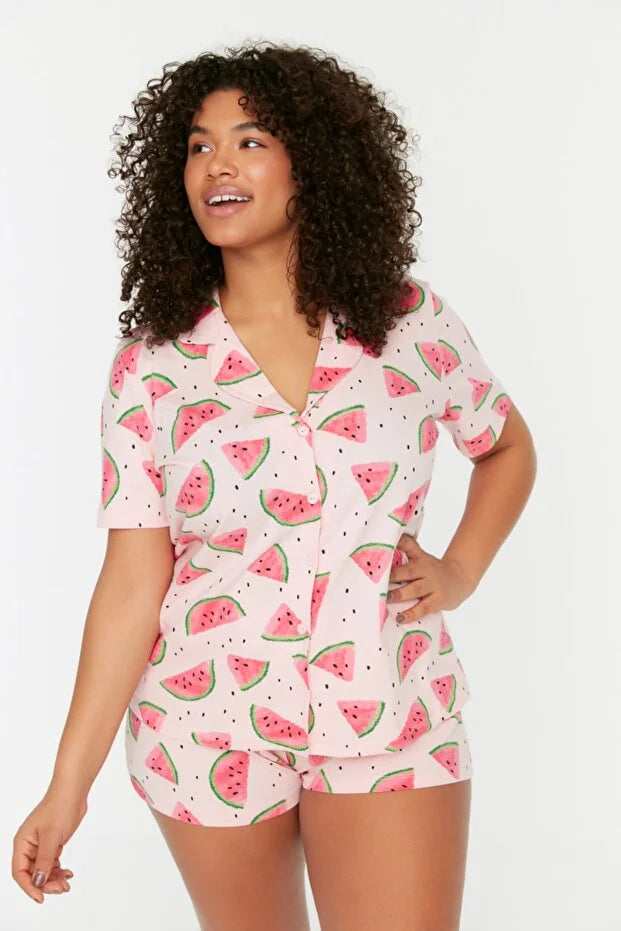 Watermelon Patterned Powder Pajamas Set