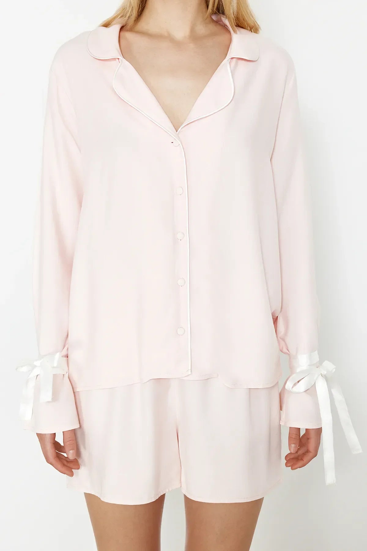 Pink Woven Pajamas Set