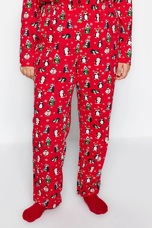 Red Knitted Pajamas Set
