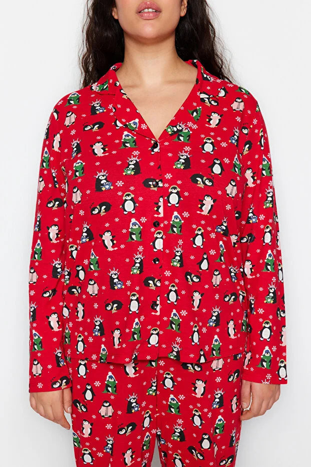 Red Knitted Pajamas Set