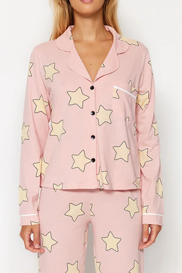 Pink Powder 100% Cotton Star Pattern