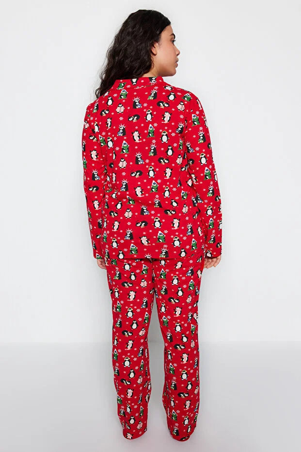 Red Knitted Pajamas Set