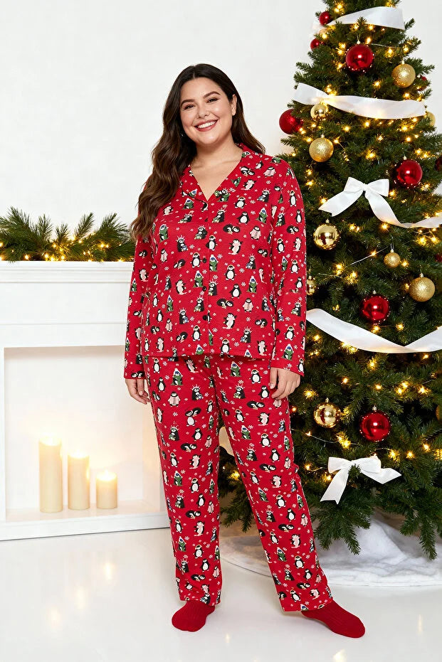 Red Knitted Pajamas Set