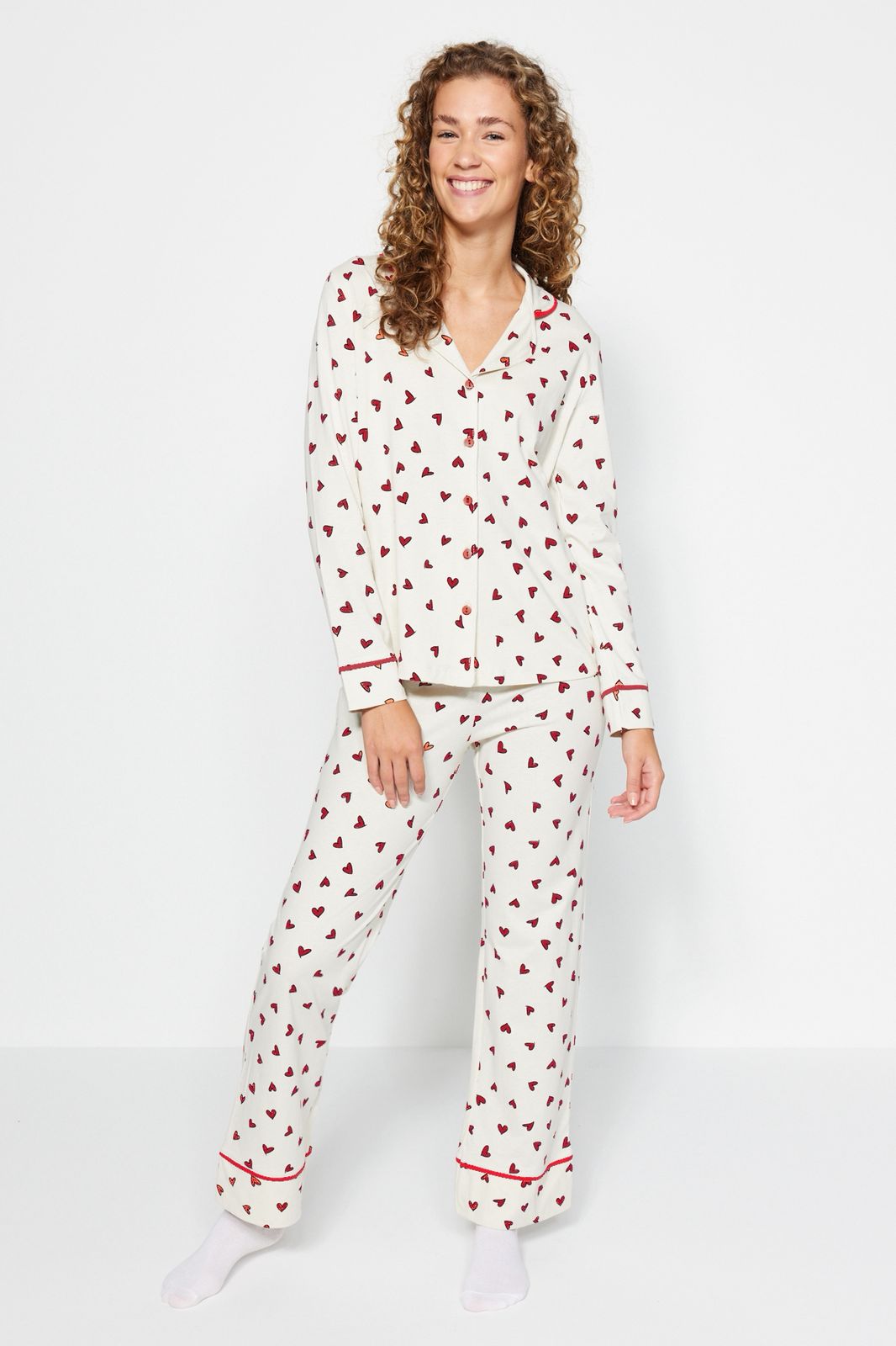 Beige Heart Knitted Pajama